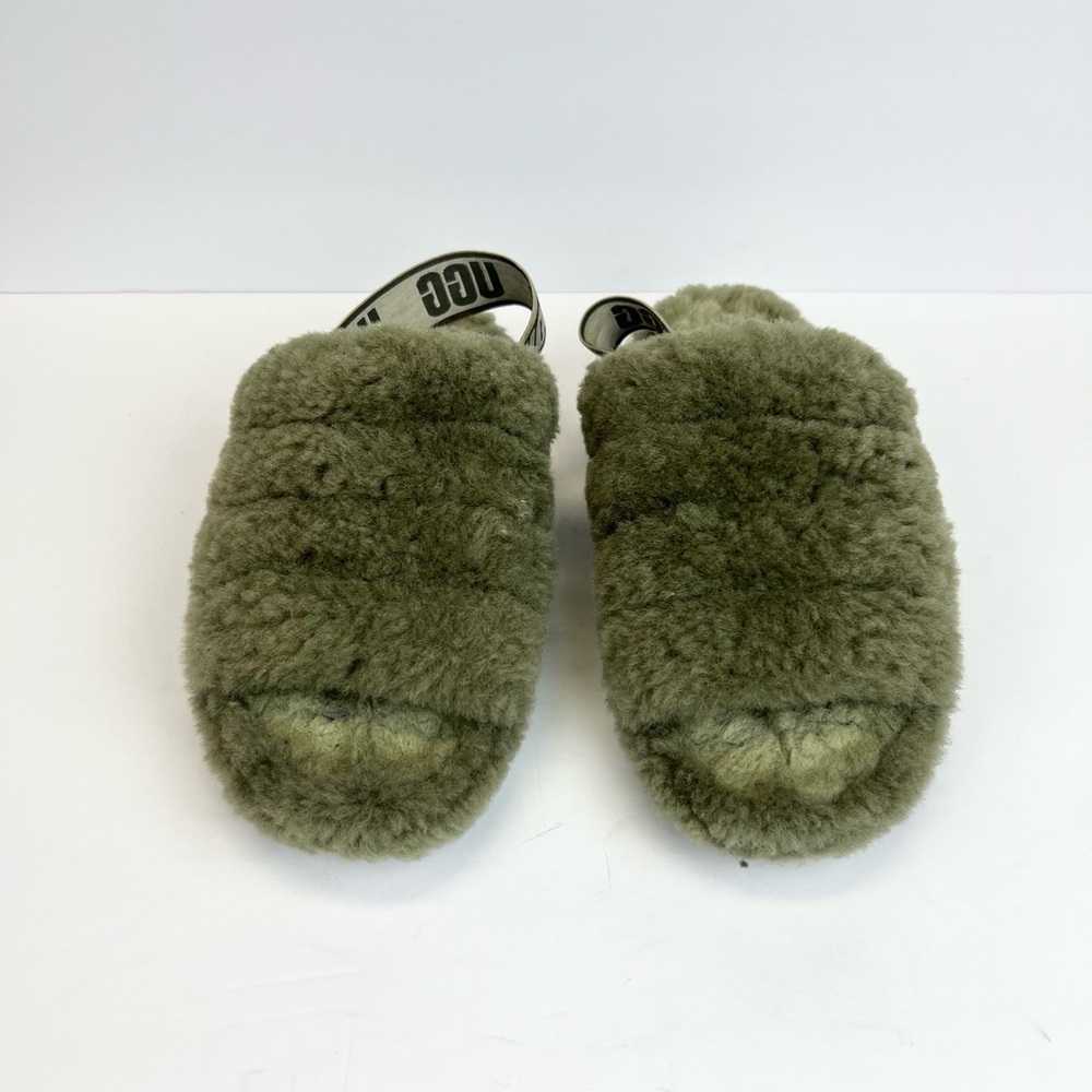 Women's Shoes UGG FLUFF YEAH SLIDE Sheepskin Slipper Sandals 1095119 BURNT OLIVE - Picture 3 of 9